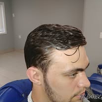 Slick back style with temple fade